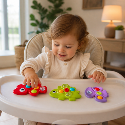Set de 3 Toupies à Ventouse en Forme de Dinosaure pour Bébés et Jeunes Enfants
