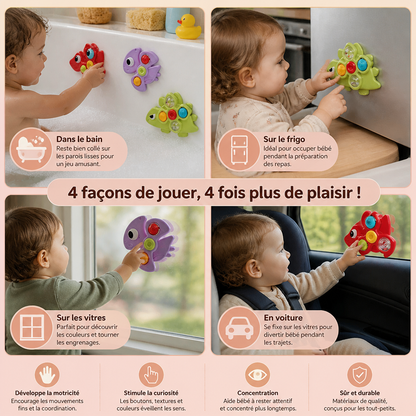 Set de 3 Toupies à Ventouse en Forme de Dinosaure pour Bébés et Jeunes Enfants