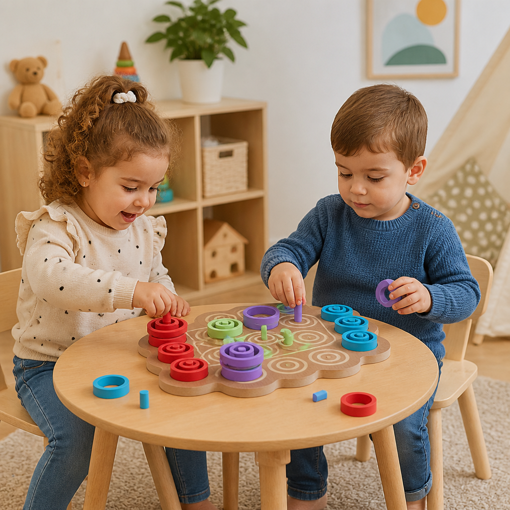 Jeu de Stratégie Éducatif en Bois de Morpion à 3 Niveaux pour Enfants