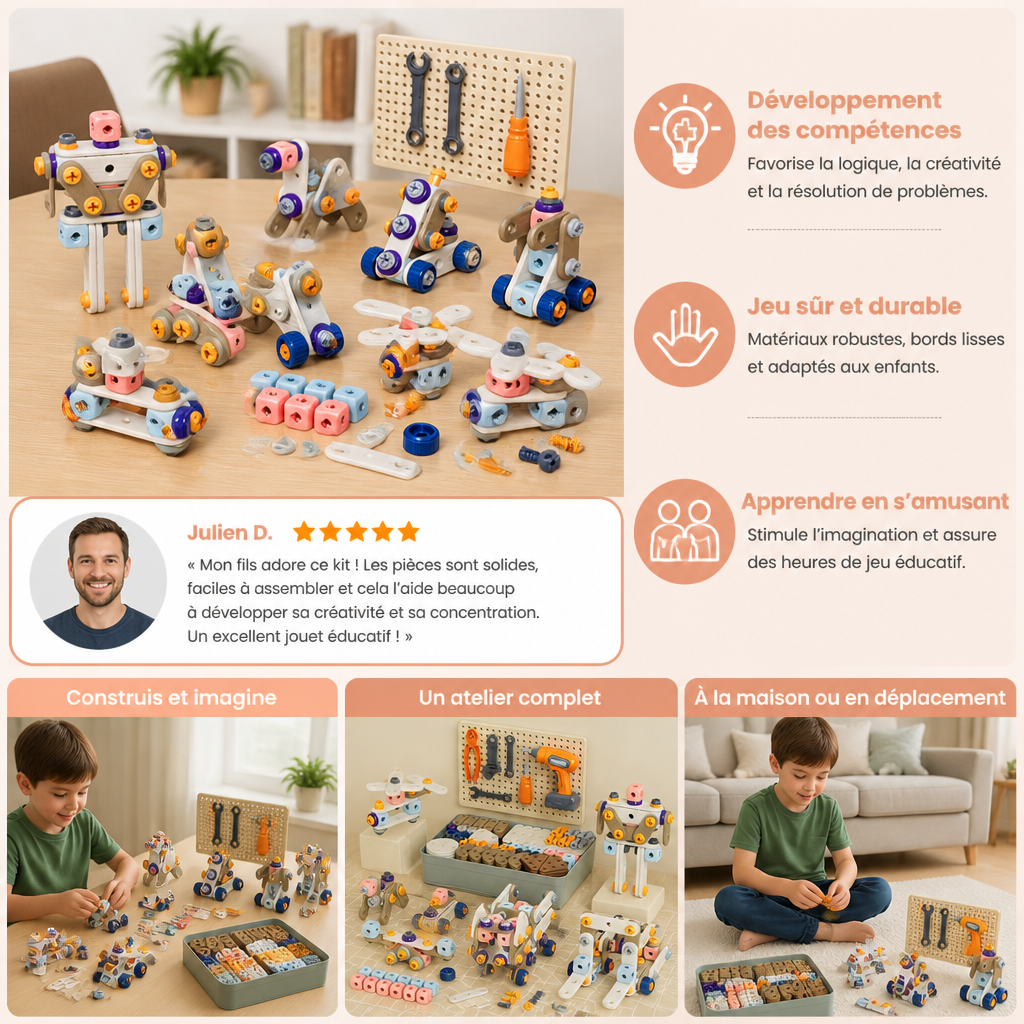 Kit de Bricolage pour Enfants avec Perceuse Électrique – Jeu de Construction STEM
