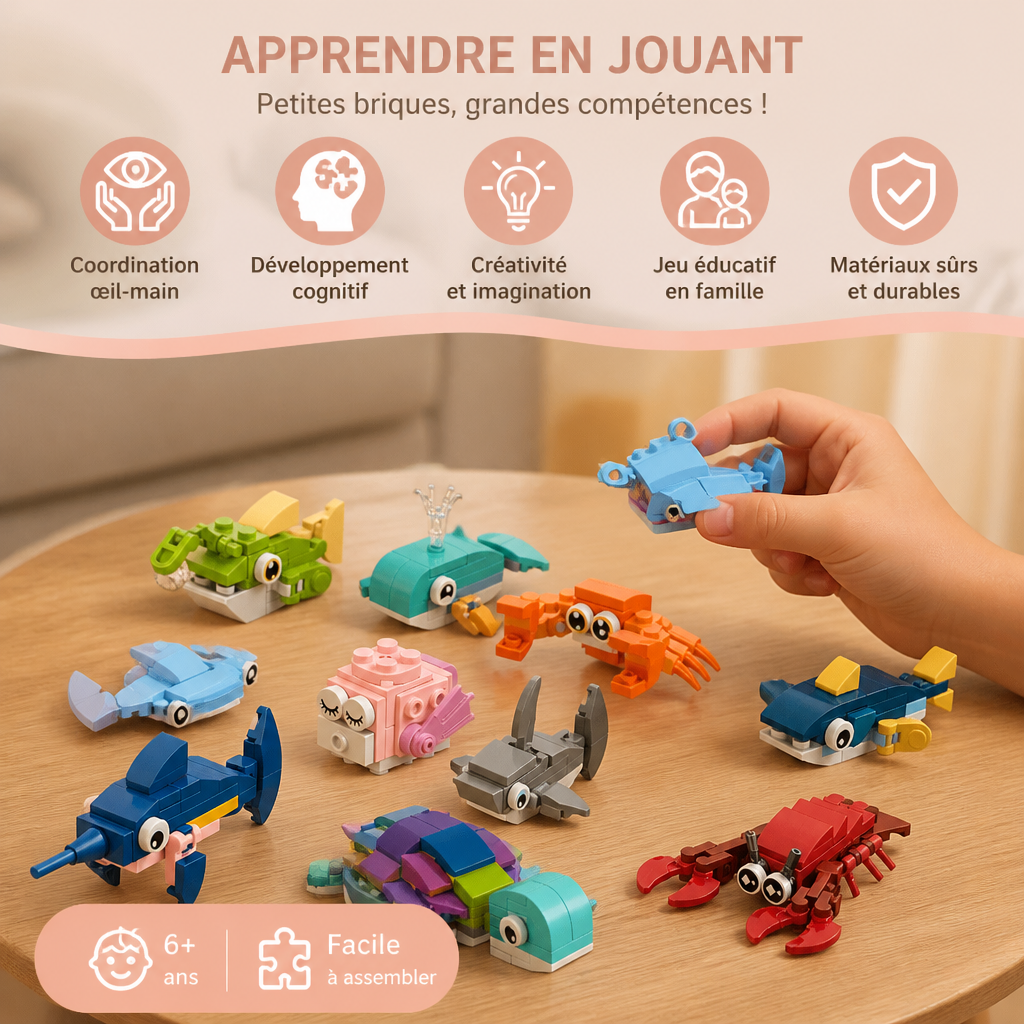 Jeu de Blocs de Construction d’Animaux
