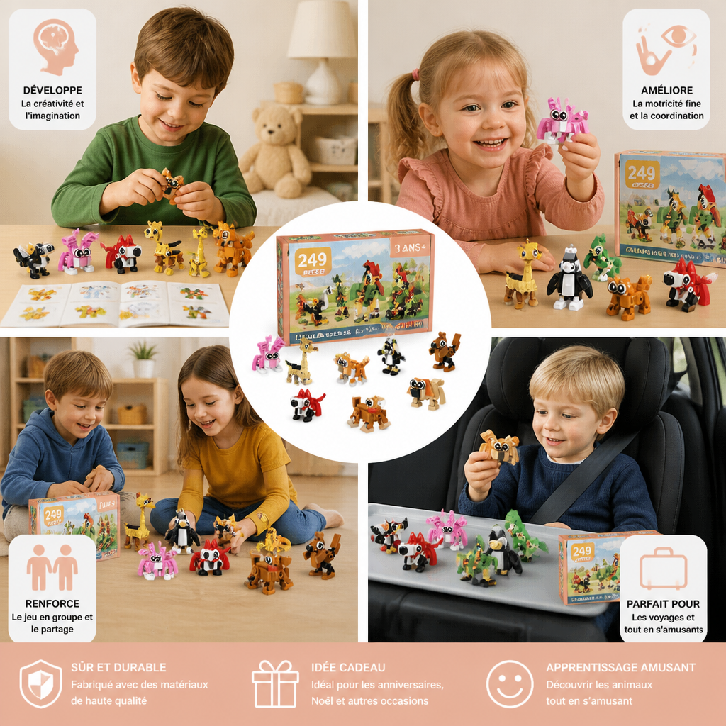 Jeu de Blocs de Construction d’Animaux