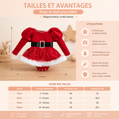 Robe-Body à Manches Longues pour Bébé Fille – Mon Premier Noël
