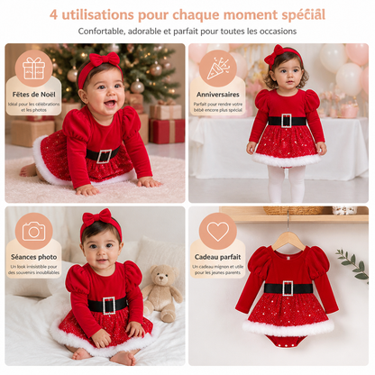 Robe-Body à Manches Longues pour Bébé Fille – Mon Premier Noël