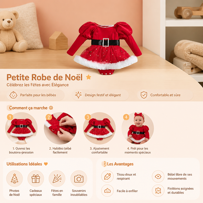 Robe-Body à Manches Longues pour Bébé Fille – Mon Premier Noël