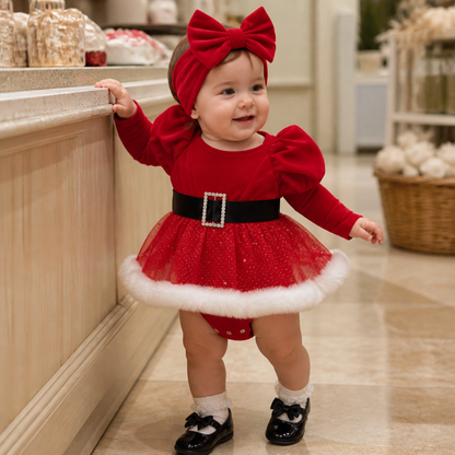 Robe-Body à Manches Longues pour Bébé Fille – Mon Premier Noël
