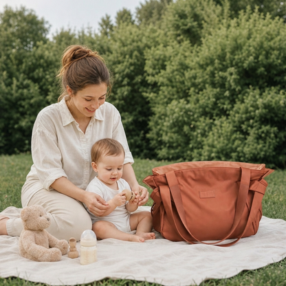 Sac à langer pliable 2-en-1 avec matelas à langer – Sac de voyage léger et spacieux pour mamans