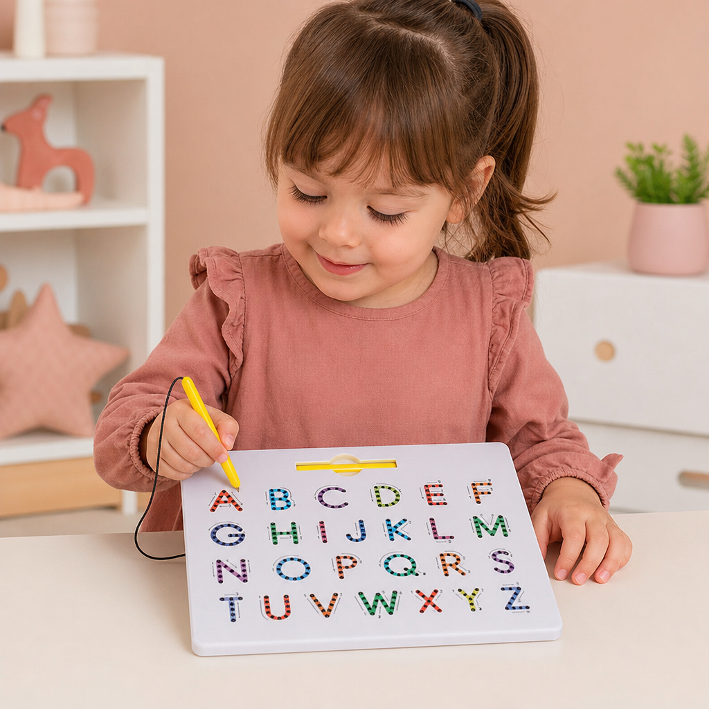 Tableau Magnétique 2-en-1 pour S'entraîner à Écrire les Lettres Majuscules et Minuscules