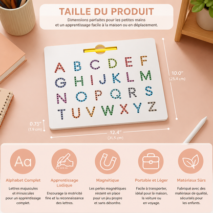 Tableau Magnétique 2-en-1 pour S'entraîner à Écrire les Lettres Majuscules et Minuscules