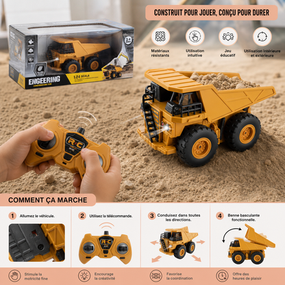 Camion Benne Télécommandé Avec Lumières – Jouet Véhicule De Chantier