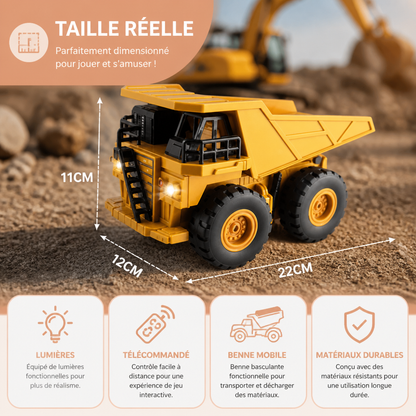 Camion Benne Télécommandé Avec Lumières – Jouet Véhicule De Chantier