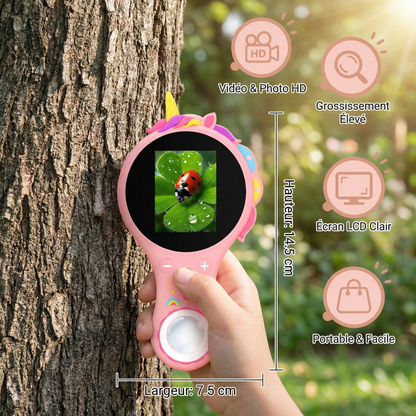 Microscope vidéo pour enfants avec écran – Appareil de recherche mobile pour petits explorateurs