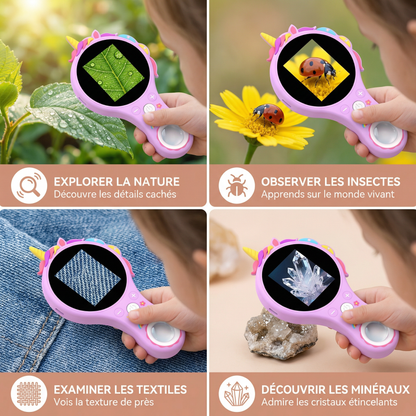 Microscope vidéo pour enfants avec écran – Appareil de recherche mobile pour petits explorateurs