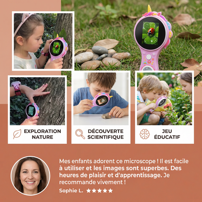 Microscope vidéo pour enfants avec écran – Appareil de recherche mobile pour petits explorateurs