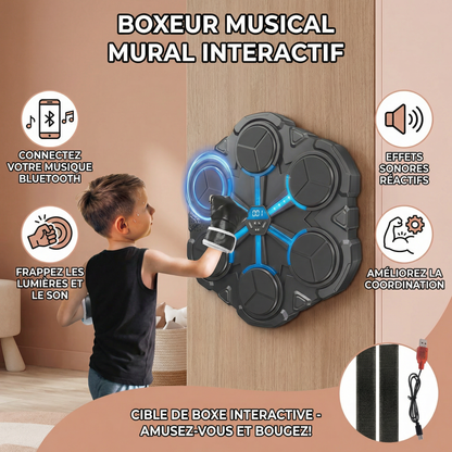 Boxeur musical Bluetooth mural – cible de boxe interactive avec lumière et son