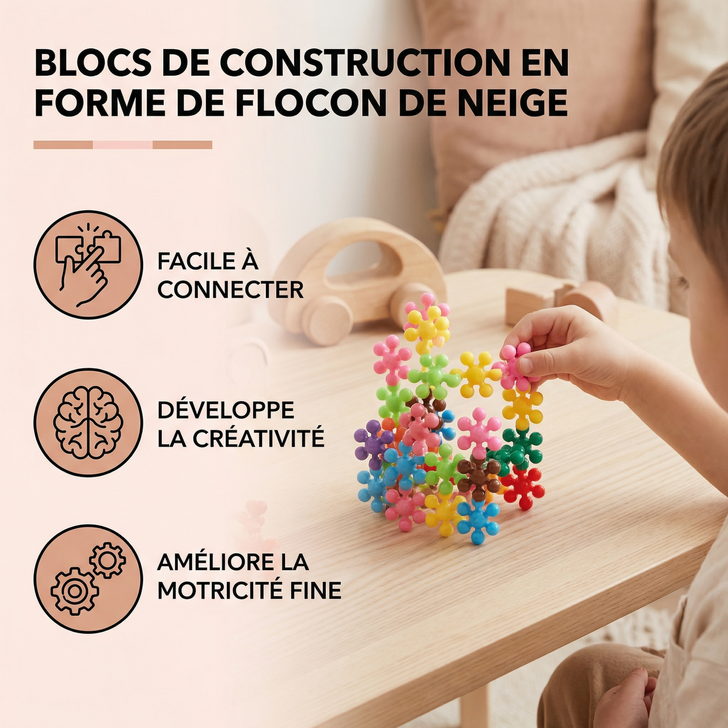 Blocs de construction en forme de flocon de neige pour les enfants