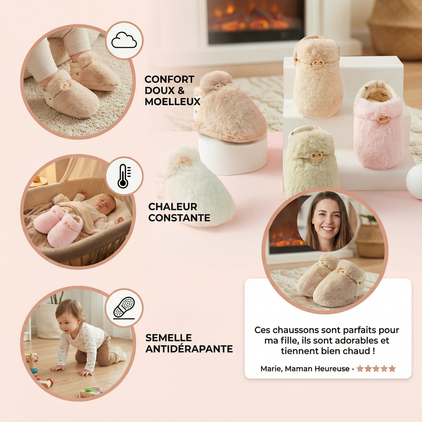 Chaussons-chaussettes doux pour bébés
