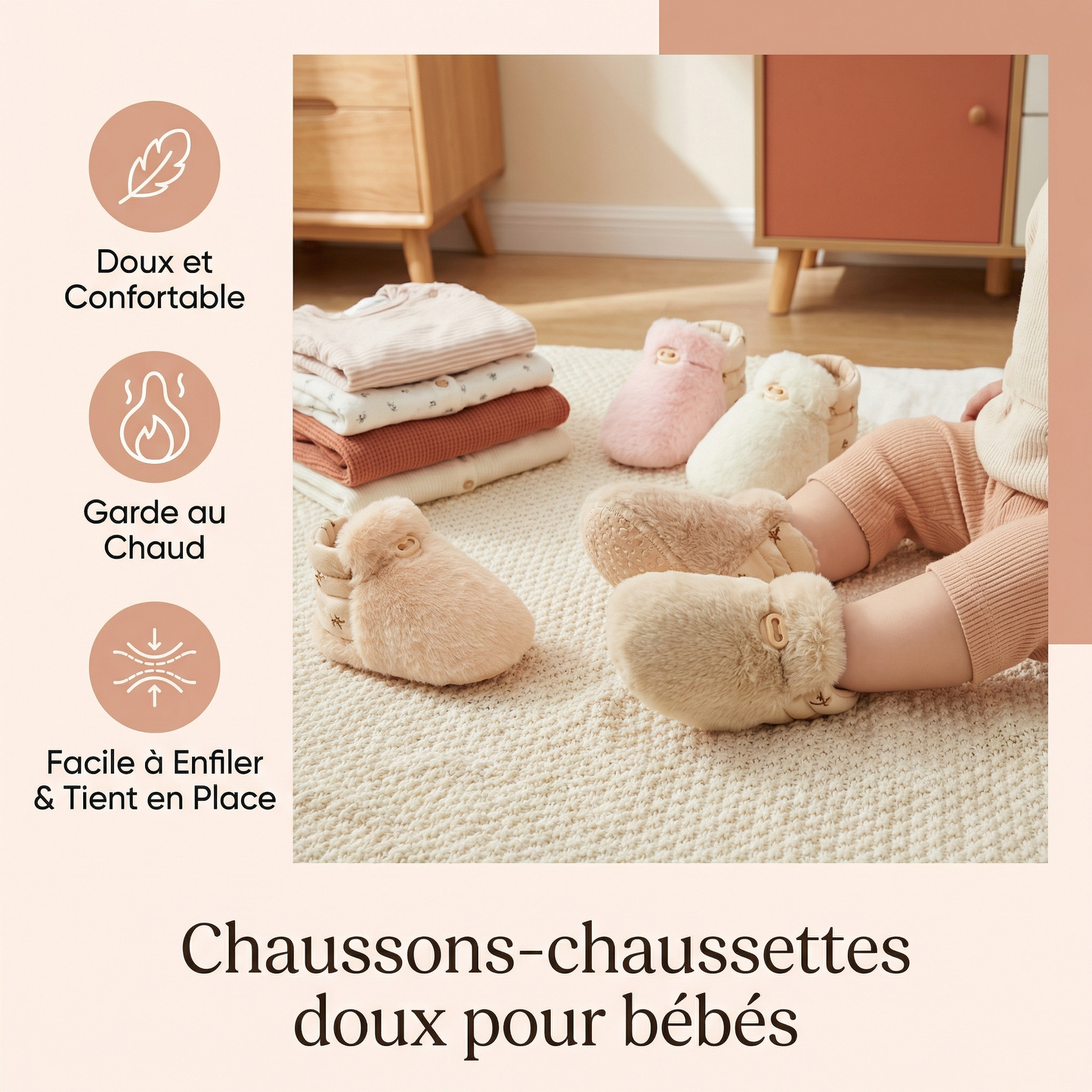 Chaussons-chaussettes doux pour bébés