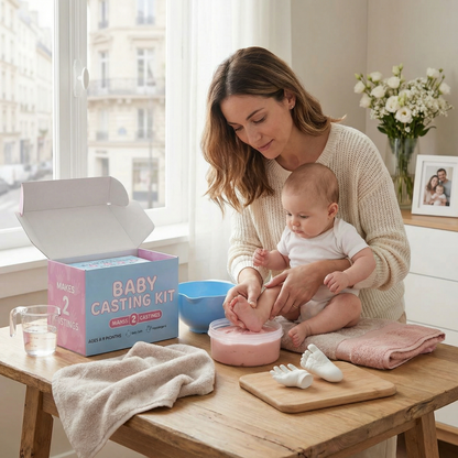 Kit Empreintes de Mains et Pieds de Bébé – Coffret Souvenir pour Nouveau-nés et Parents