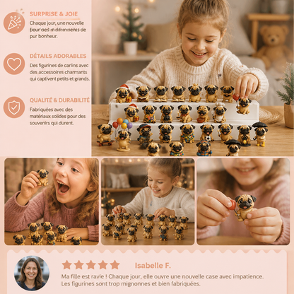 Calendrier de l’Avent de 24 jours avec des figurines surprises de carlins