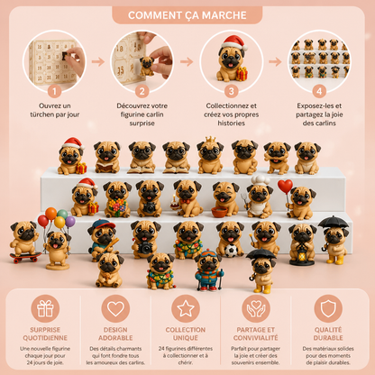 Calendrier de l’Avent de 24 jours avec des figurines surprises de carlins