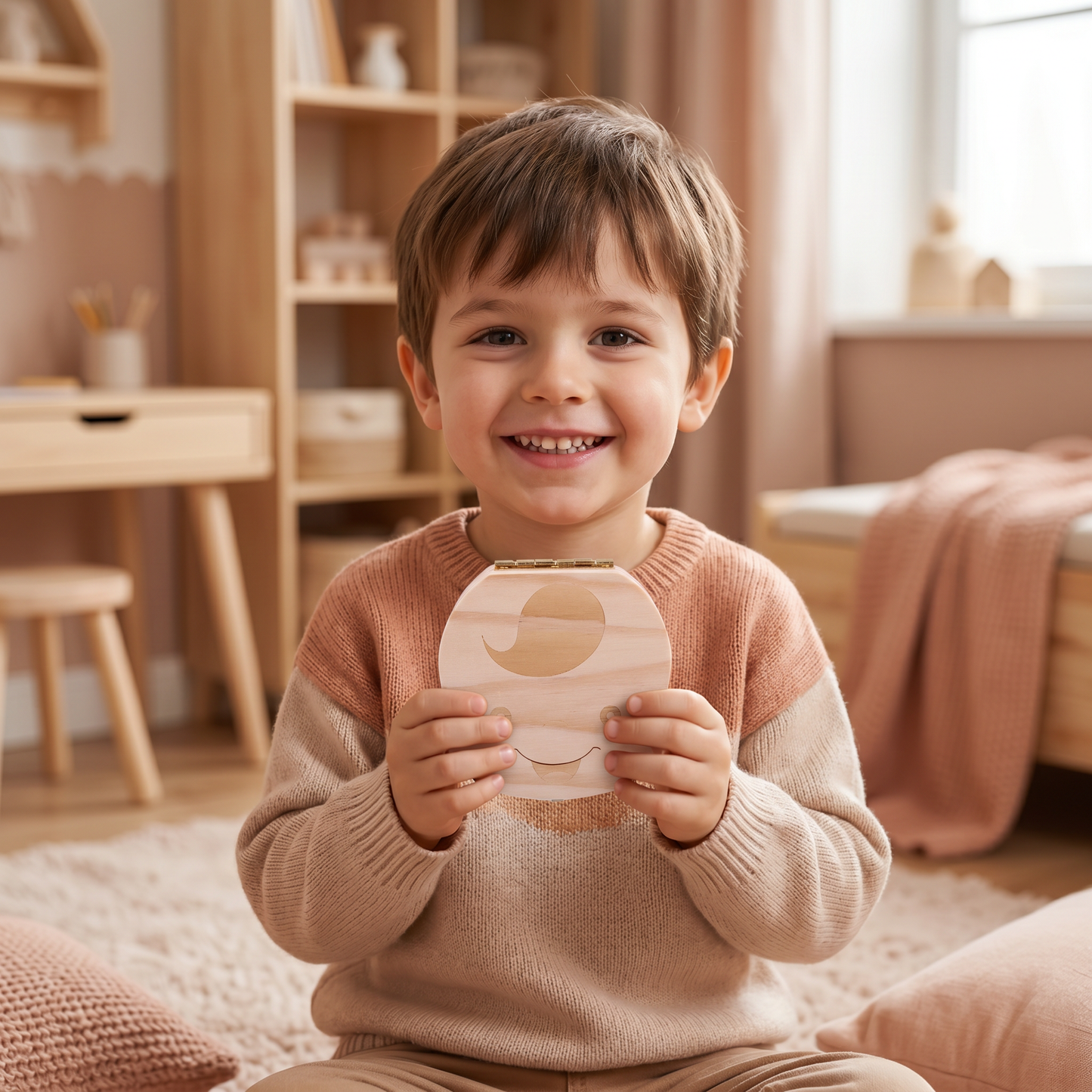 Boîte à dents en bois pour enfants – Boîte de rangement et de souvenirs pour dents de lait