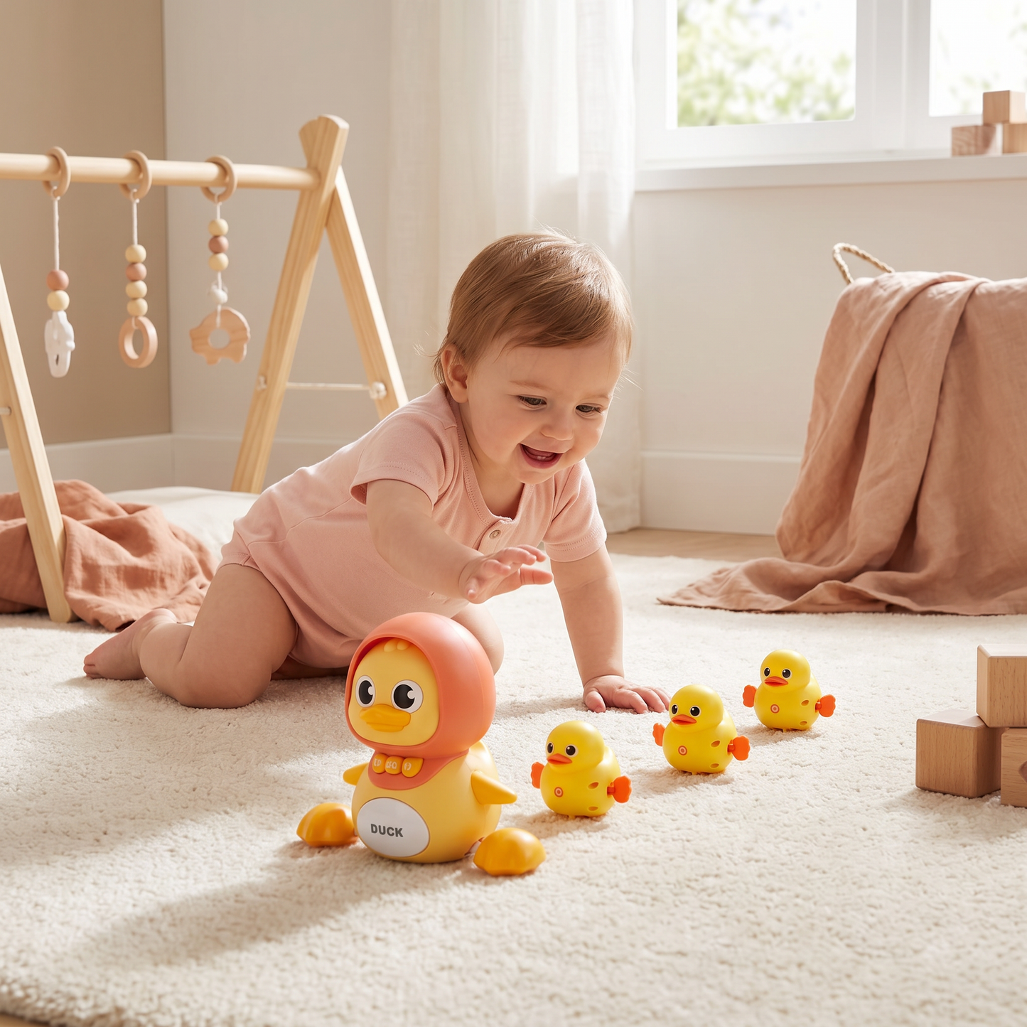 Famille Canard - Jouet d'Éveil et de Ramper avec Musique pour Bébés