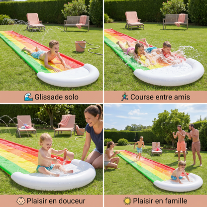 Regenbogen Wasserrutsche – Toboggan Gonflable Extérieur pour Enfants et Familles