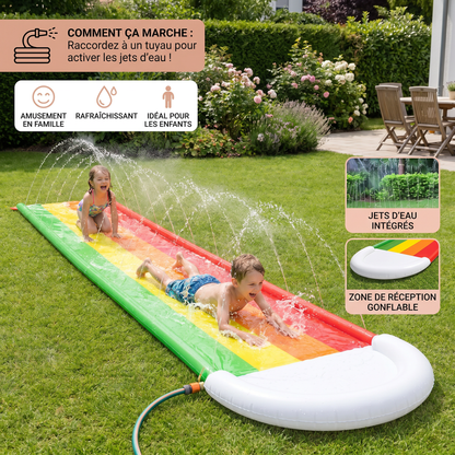 Regenbogen Wasserrutsche – Toboggan Gonflable Extérieur pour Enfants et Familles