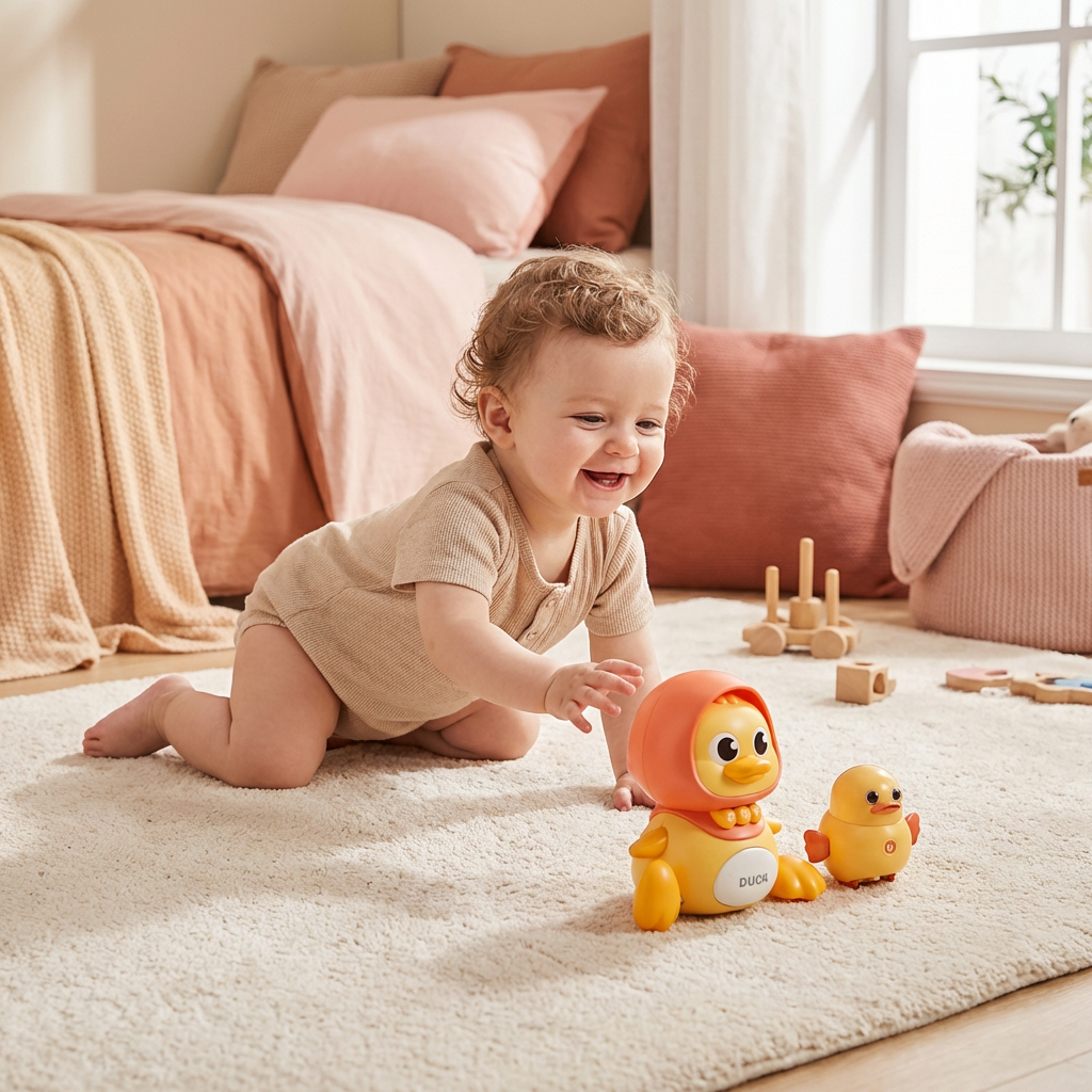 Famille Canard - Jouet d'Éveil et de Ramper avec Musique pour Bébés