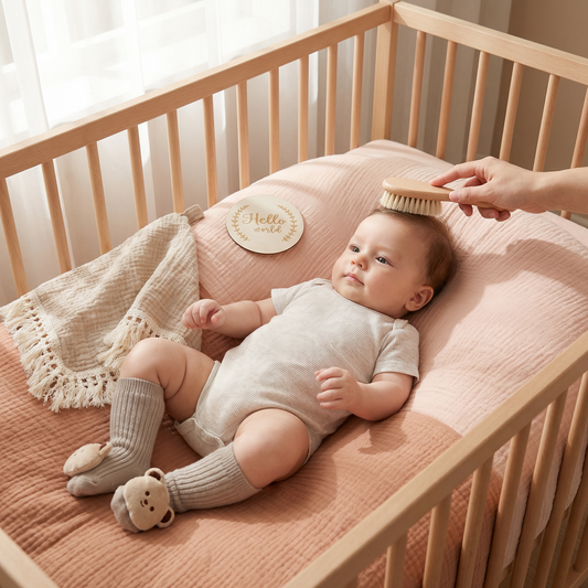 Coffret cadeau de soins pour bébé – Serviette, chaussettes ou bandeau & brosse de bain pour nouveau-né