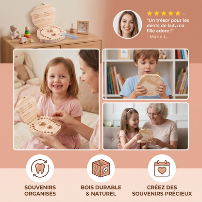 Boîte à dents en bois pour enfants – Boîte de rangement et de souvenirs pour dents de lait