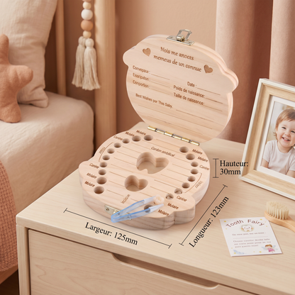 Boîte à dents en bois pour enfants – Boîte de rangement et de souvenirs pour dents de lait