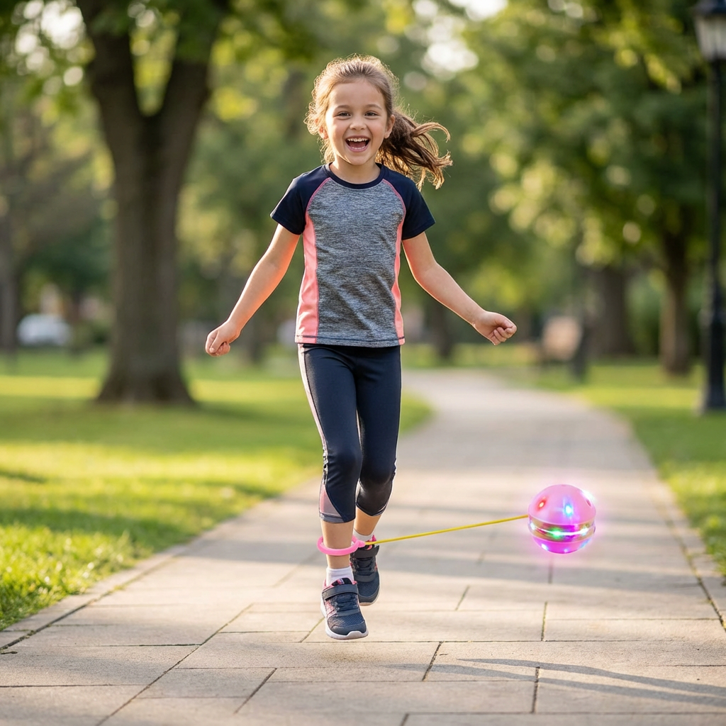 Balle Rebonds LED pour Cheville – Jouet Sautillant Interactif pour Enfants