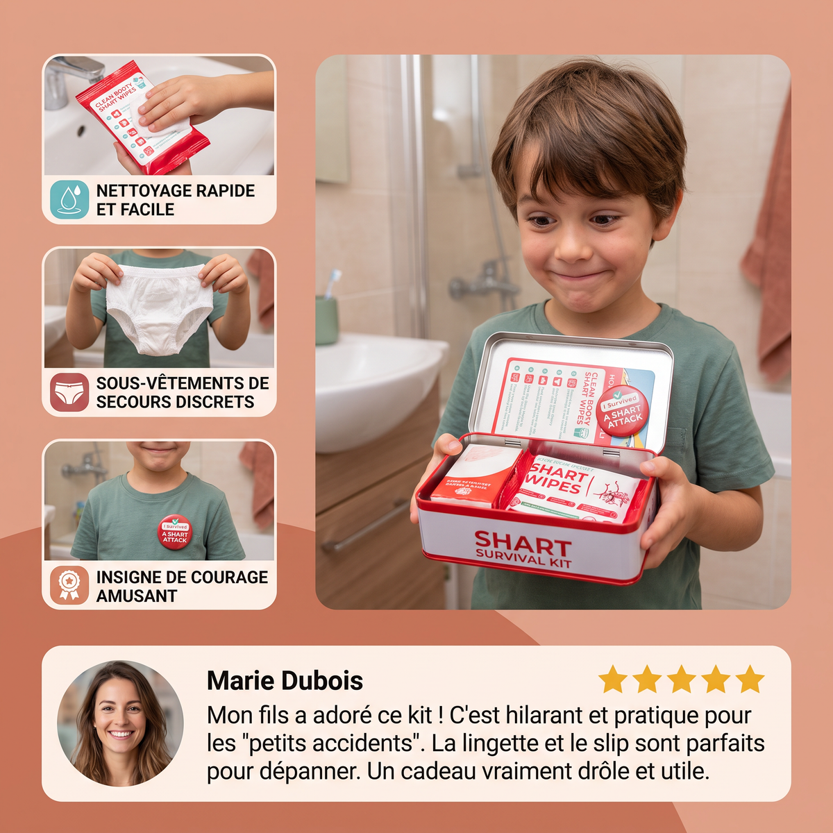 Kit de survie Shart amusant – Coffret cadeau humoristique sur le thème du caca