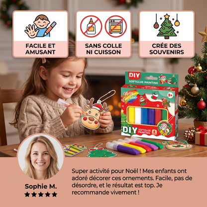 Kit créatif DIY de Noël pour enfants pour décorer des ornements avec de la peinture, sans colle ni cuisson