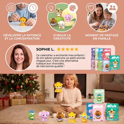 Joli calendrier de l’Avent avec des petits animaux à construire pour enfants