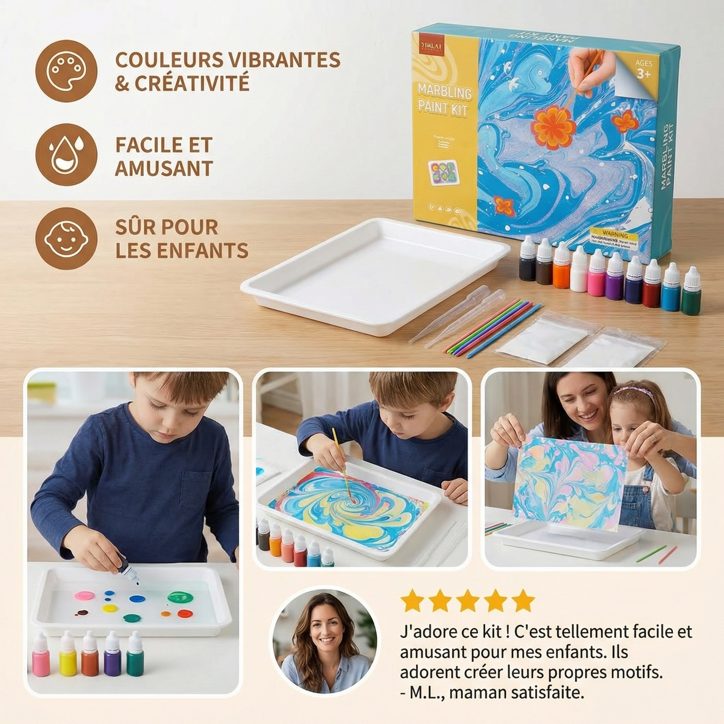 Coffret créatif de peinture à l’eau effet marbre