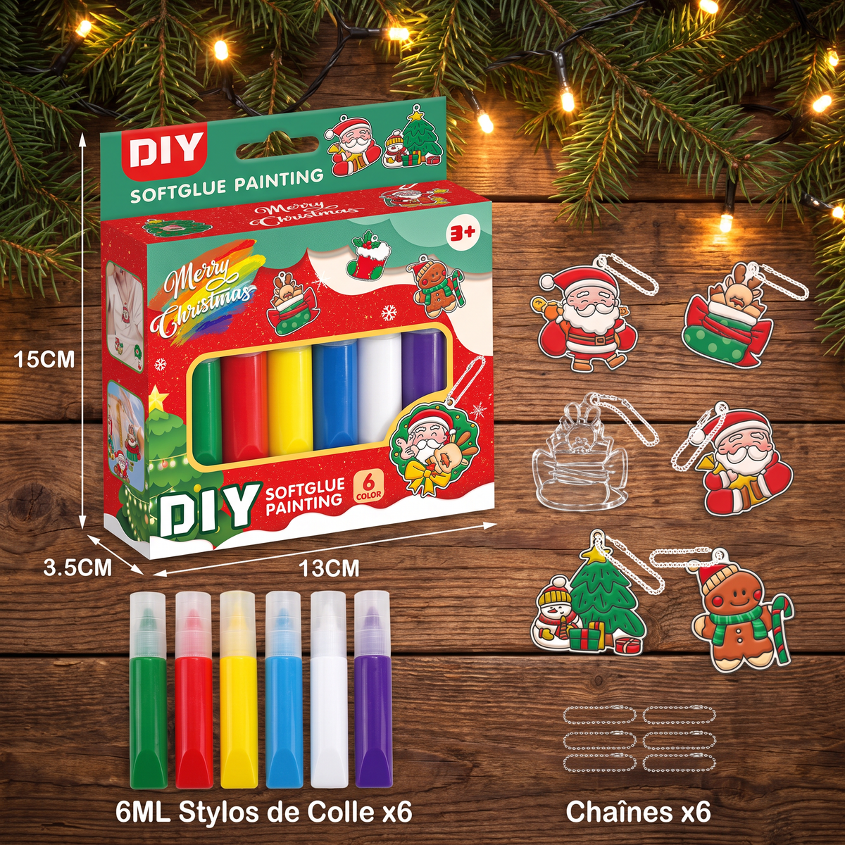 Kit créatif DIY de Noël pour enfants pour décorer des ornements avec de la peinture, sans colle ni cuisson